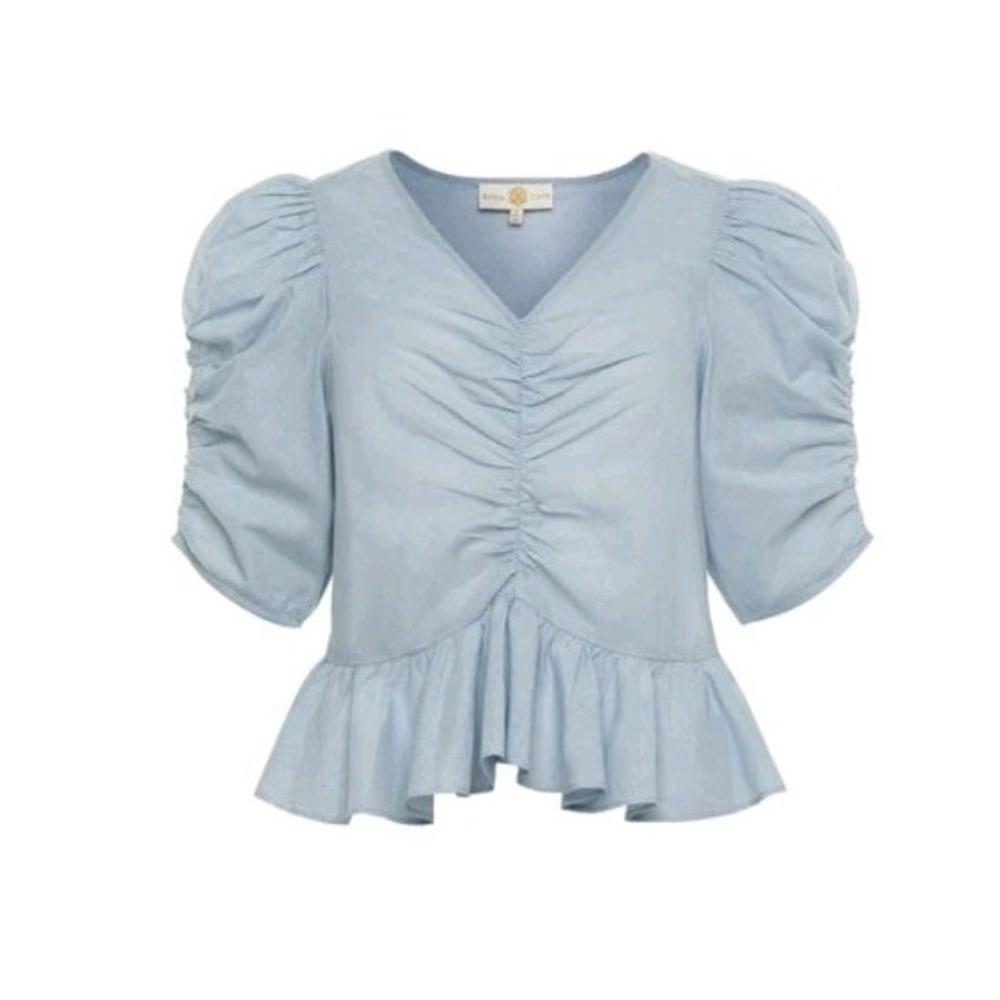 NWT Anna Cate M Blue Textured 'Charley' Blouse $174